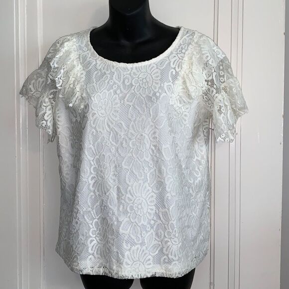 NWOT Libby Edelman ivory lace blouse - Picture 1 of 8